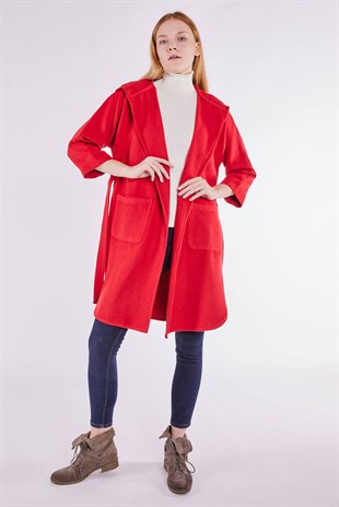 Kapüşonlu Ceket - Kırmızı